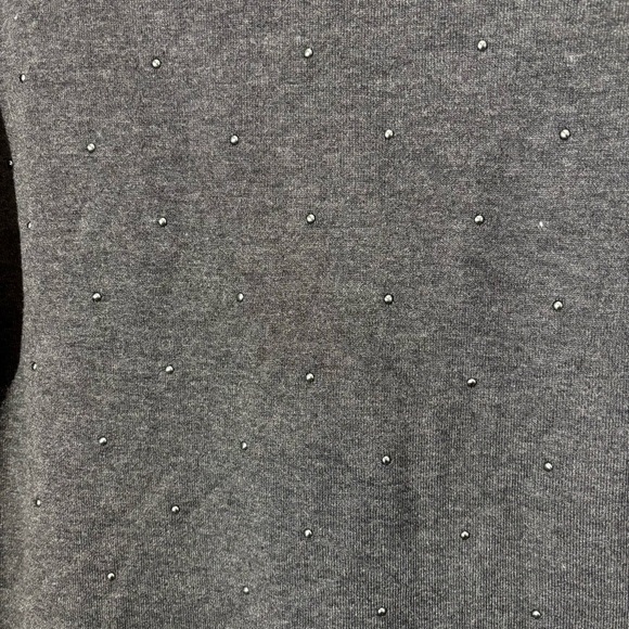NWT Chico’s Beaded Charcoal Grey Pullover Top, Size 0 Small - Picture 3 of 9